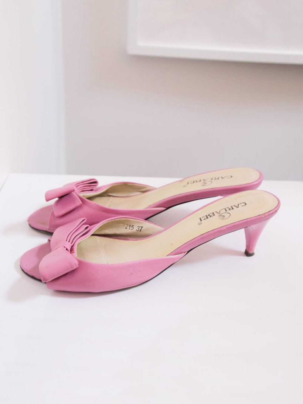 Medium Pink Faux Leather Bowknot Kitten Heels, Simple Solid, Spring Summer - Picture 6 of 13